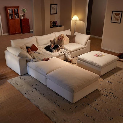 Modular Sectional Sofa, 110.2" U Shaped Modern Sofa Modular Sectional Cloud Couch with Ottoman, Modern Cloud Sectional Couches for Living Room, Deep Seat Sofa with Washable Cover