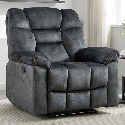 EBELLO Manual Recliner Chair for Adults with Soft Padded Headrest and Backrest, Overstuffed Single Recliner Sofa Chair for Living Room, Grey