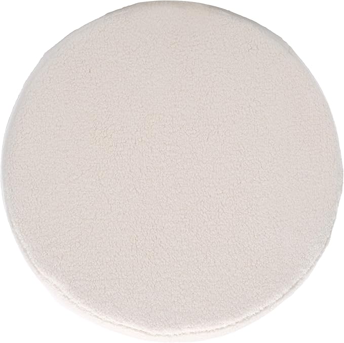 SAFAVIEH Home Collection Liesel Ivory Sherpa Wide Flared Ottoman (Fully Assembled)
