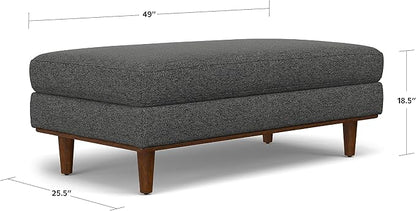 SIMPLIHOME Morrison 49-inch Wide Table Ottoman in Charcoal Grey Woven-Blend Fabric, Multifunctional Footrest, Coffee Table, or Extra Seating for Living Room, Mid-Century Modern Style