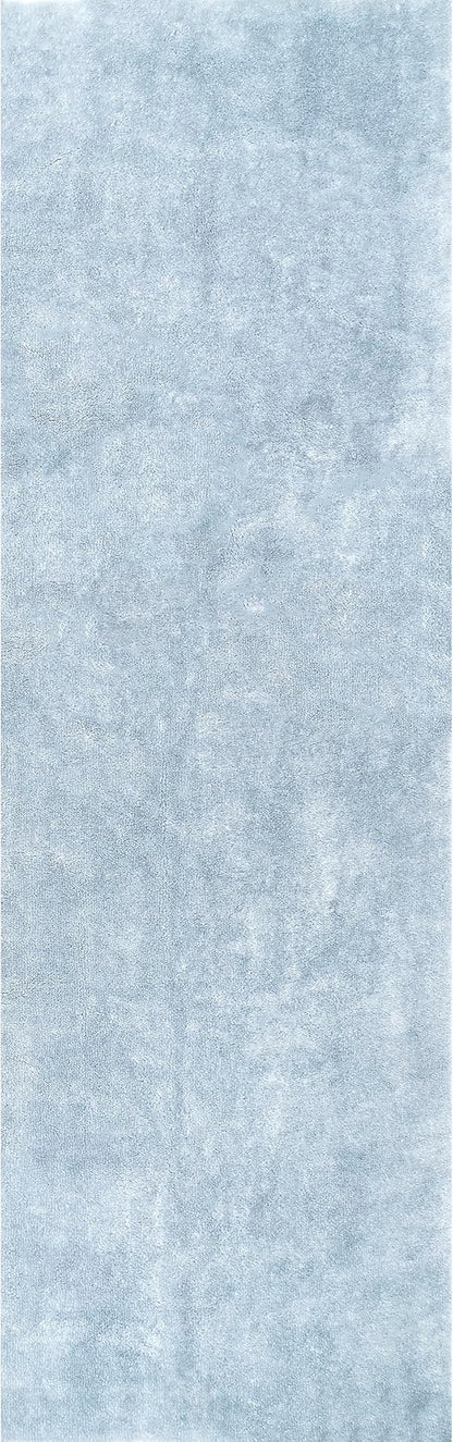 nuLOOM 2' x 8' Cozy Plush SuperiorWash Area Rug, Machine Washable, Non-Slip, Soft Fluffy Shag Carpet for Living Room Bedroom Kids Room Nursery Home Decor, Loni Light Blue