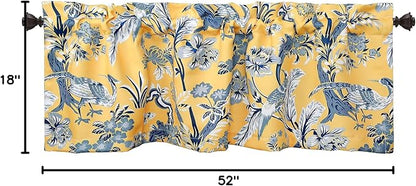 Lush Decor Dolores Light Filtering Valance Curtains Single, 52" W x 18" L Yellow - Valances for Windows - Vintage Valance Floral - Coquette Décor