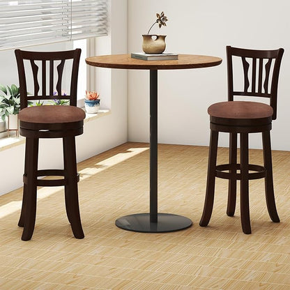 COSTWAY 30" Bar Height Stools Set of 4, Swivel High-Top Chairs with Backrest & Faux Leather Padded Seat, Rubber Wood Counter Barstools with Footrest for Kitchen Islands, Dining Room, Pub (4,30'')