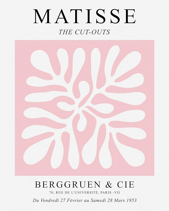 HesenDot Matisse Art wall Décor Set of 3,Unframed Blush & Salmon Pink wall art,Truly Quality Canvas Prints for 12x16in,Art poster decoration for kitchen, bathroom,living room,bedroom