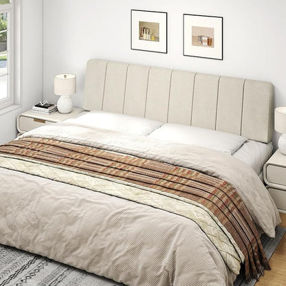 King Size Headboard Only-No Assembly, Upholstered Headboard King Size Linen Fabric Modern Style Headboards for Adjustable Bed Extra-Thick, Beige