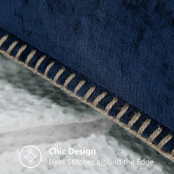 decorUhome Chenille Soft Throw Pillow Covers 20x20 Set of 2, Farmhouse Velvet Neutral Decorative Euro Pillow Covers with Stitched Edge for Couch Sofa Bed Home Decor, Poseidon