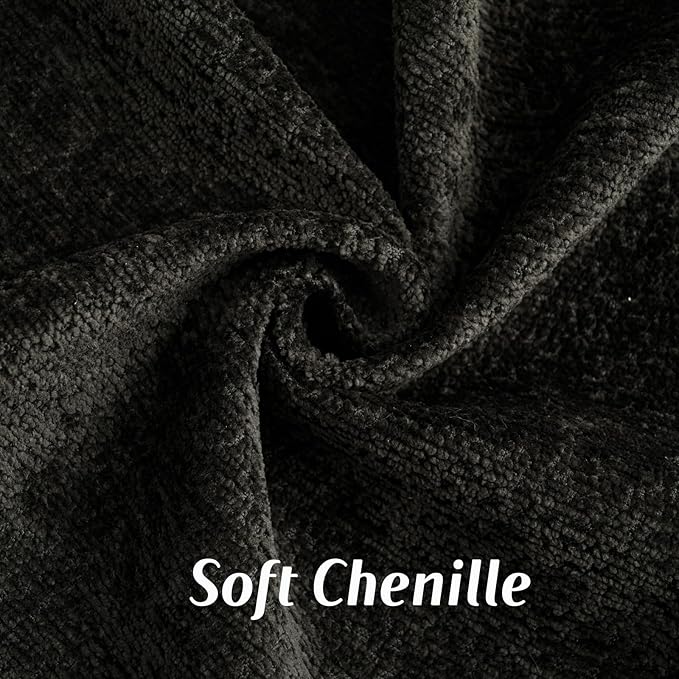 FUTEI Black Chenille Throw Pillow Covers 20x20 Inch Set of 2,Soft Cozy Bound Edge Design Cushion Case,Home Decor for Couch Bed Living Room