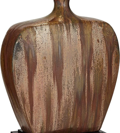 Possini Euro Design Julius Modern Rustic Style Table Lamps 27" Tall Set of 2 Ceramic Copper Drip Rectangular Fabric Shade Decor for Living Room Bedroom House Bedside Nightstand Home Office Reading