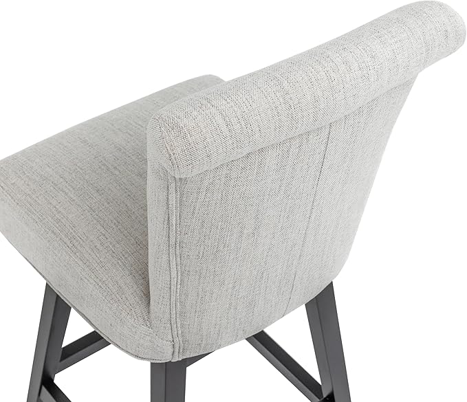 Bar Stools Set of 2, 26 Inch Upholstered Barstools with 15.7" High Back and Footrest, Swivel Counter Height Barstools for Kitchen Island Home Bar Performance Fabric Ivory White