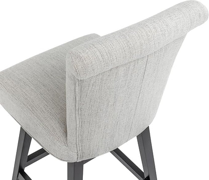 Bar Stool, 26 Inch Upholstered Barstools with 15.7" High Back and Footrest, Swivel Counter Height Barstools for Kitchen Island Home Bar Performance Fabric Ivory White