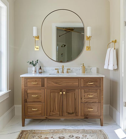 ANDY STAR 30x36'' Gold Oval Mirror, Brass Oval Mirror Pill-Shaped Design in Stainless Steel Metal Frame for Bathroom, Entryway, Living Room, Contemporary 1" Deep Wall Mount Vertical or Horizontal