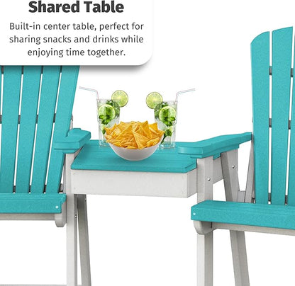 DutchCrafters Plastic Poly Outdoor Bistro Set with 2 Chairs and Attached Center Table, 3 Piece Patio Furniture Set - Amish Made in USA (Black & Cedar)