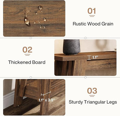 Tribesigns 41.3" Farmhouse Console Table, 2-Tier Wooden Entryway Table with Storage, Rustic Narrow Behind Couch for Living Room, Hallway, Foyer, Rustic Brown
