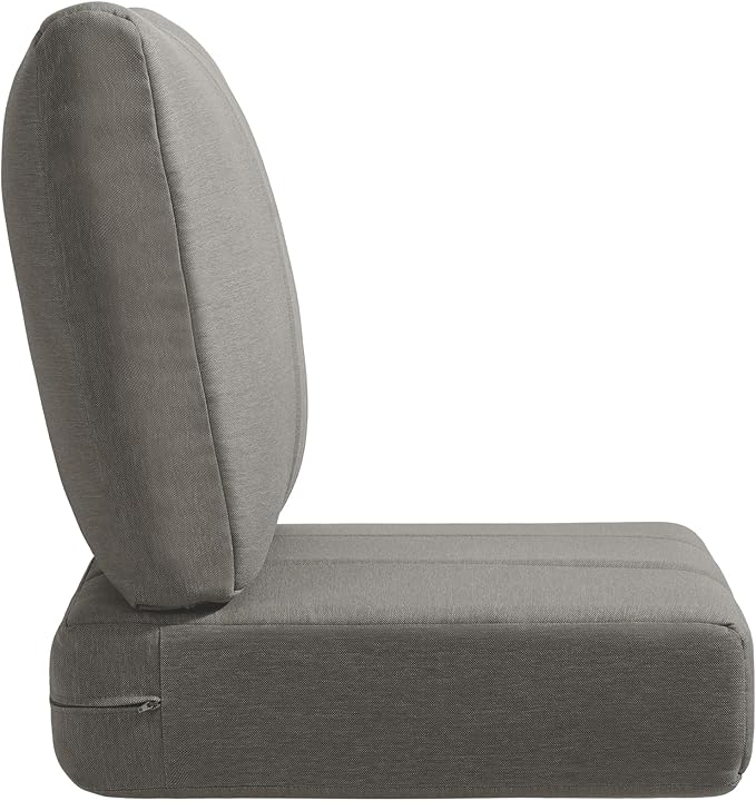 Luxury 24x24x6 Inch Kitty Outdoor Deep Seat Cushions Set of 6 - Comfortable Patio Chair Cushion for Outside Wicker Dining Rocking Swivel Chairs Loveseat Couch Sectional Sofa - Grey