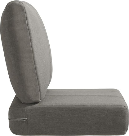 Luxury 24x24x6 Inch Kitty Outdoor Deep Seat Cushions Set of 6 - Comfortable Patio Chair Cushion for Outside Wicker Dining Rocking Swivel Chairs Loveseat Couch Sectional Sofa - Grey