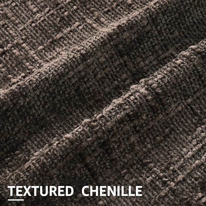 decorUhome Dark Brown Chenille Throw Pillow Covers 26x26 Set of 2 Thick Textured Slubby Couch Pillow Covers Farmhouse Accent Modern Neutral Decorative Pillow Cases for Bed Sofa Living Room