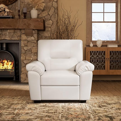 Morden Fort Faux Leather Chairs Set of 2, Modern Luxury Leather Sofa Chair Easy Clean Skin-Friendly Leather Accent Arm Chairs for Living Room Apartment Office Lounge Comfy Reading, White