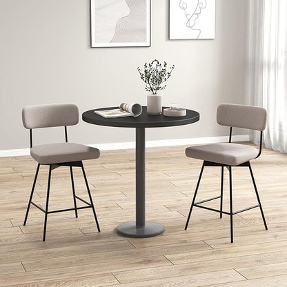 COSTWAY Bar Stools Set of 4, 25” Upholstered Counter Height Bar Stools with Back, 360° Swivel Dining Chairs with Heavy-Duty Metal Legs and Footrests, for Kitchen Island, Dining Room, Bar (4, Beige)