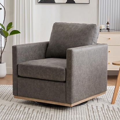 Chifee & Vingol 30.7" W Swivel Accent Chairs PU Leather Swivel Reading Chair for Living Room Mid Century Modern Chair,Gray