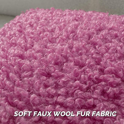 FUTEI Hot Pink Decorative Throw Pillow Covers 26x26 Inch Set of 2,Soft Fluffy Faux Wool Fur Boucle Textured Pillow Shams,Modern Home Decor for Couch Bed Living Room Office