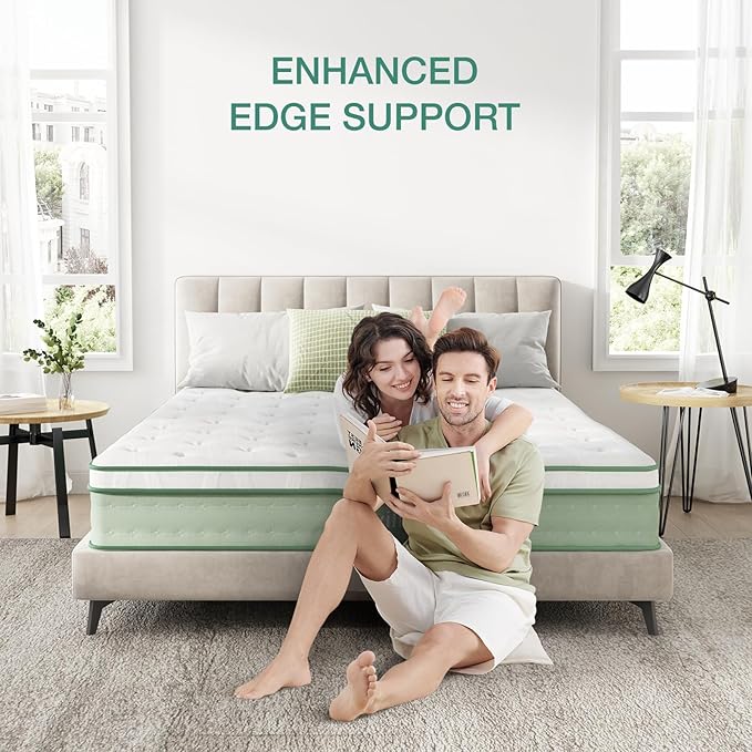 Novilla King Size Mattress, 10 Inch Hybrid Mattress, Gel Memory Foam & Individually Wrapped Pocket Coils Innerspring for Cozy Sleep, King Mattresses in a Box, Medium Firm with Pillow Top