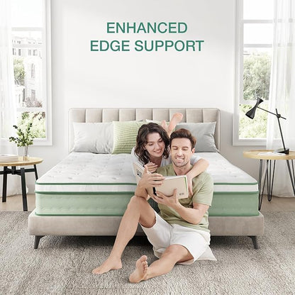 Novilla King Size Mattress, 10 Inch Hybrid Mattress, Gel Memory Foam & Individually Wrapped Pocket Coils Innerspring for Cozy Sleep, King Mattresses in a Box, Medium Firm with Pillow Top