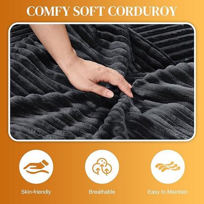 HYJT-H&K 145" U Shaped Cloud Couch Modular Dark Grey Sectional Couches for Living Room, Comfy Fluffy Corduroy Oversized Cloud Sectional Couch Large 6 Seat Sectionals Sofa Set Central Console USB Port