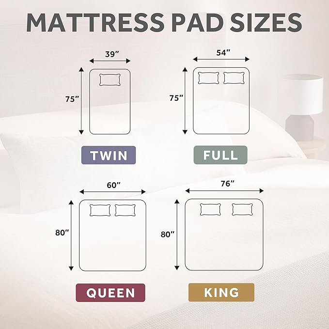Sunbeam Electric Premium Water Resistant Restful Quilted Heated Mattress Pad, 12 Heat Settings, 12-Hour Selectable Auto Shut-Off, Fast Heating, Cozy Warming Bed, King, 76" x 80"