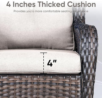 8-Piece Outdoor Patio Cushion Set - Fade & Water Resistant with Removable Olefin Cover, 22x24x4 Inch Memory Foam Cushions for Wicker Sectional Sofa – Beige/Buckle