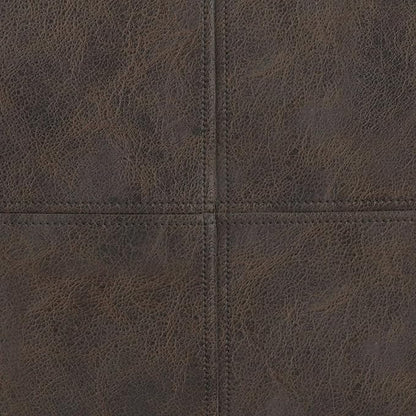 SIMPLIHOME Sheffield Boho Square Pouf in Distressed Dark Brown Leather for the Living Room, Bedroom and Kids Room