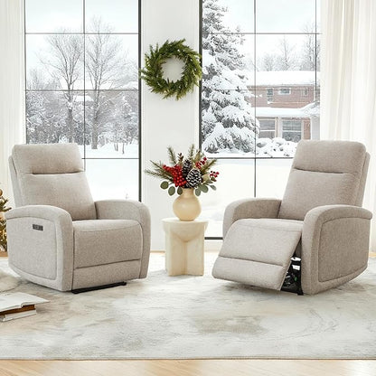 Watson & Whitely Power Recliner Chairs for Adults, Zero Wall Recliners W Power Headrest Type-C Charger, Small RV Recliners Home Theater Seating for Living Room, Fabric in Khaki