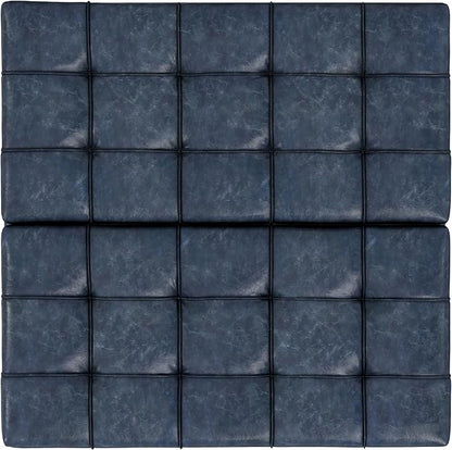 SIMPLIHOME Harrison 40 inch Wide Transitional Square Large Coffee Table Storage Ottoman in Denim Blue Vegan Faux Leather, Assembled, for The Living Room and Bedroom