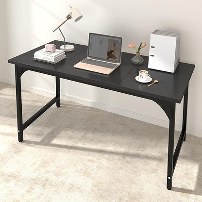 StarGraph Modern Computer Desk 47 Inch Large Office Desk with Carbon Fiber Desktop Home Office Desks with Sturdy Metal Frame Gaming Study Writing Work from Home Desks, Black