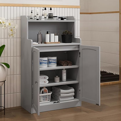 40 Inch Bathroom Storage Cabinet, Freestanding Organizer with 2 Doors, Bath cabinets Floor Standing, Suitable for Dining Room, Kitchen, Living Room, Hallway (Grey)