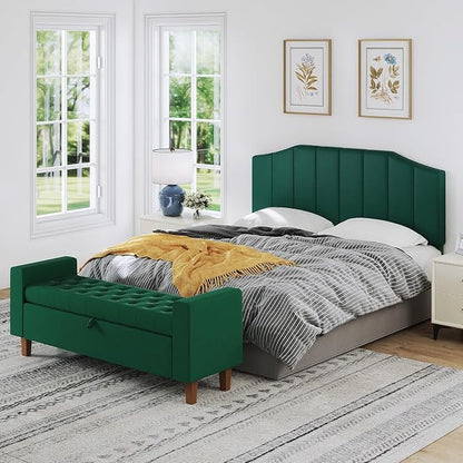 Velvet Queen Size Headboard, Upholstered Headboard Queen/Full Size Wall Mount and Bed Frame Mount, Featuring High-Density Sponge Padding Luxury Texture Easy Assembly Comfort Style-Jade