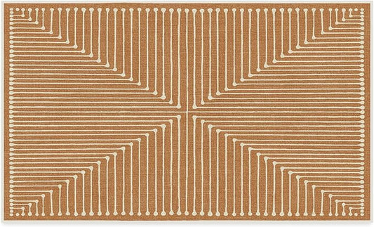 RUGGABLE x Jonathan Adler Machine Washable Modern Area Rug – Inkdrop Copper 3x5, Stain-Resistant, Non-Slip – Small Rugs for Living Room, Bedroom, Hallway, Entryway & Office–with Cushioned Pad