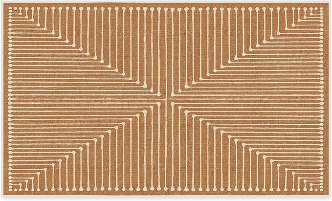 RUGGABLE x Jonathan Adler Washable Modern Area Rug – Inkdrop Copper 3x5, Stain-Resistant, Non-Slip – Small Machine Washable Rugs for Living Room, Bedroom, Hallway, Entryway & Office–with Standard Pad