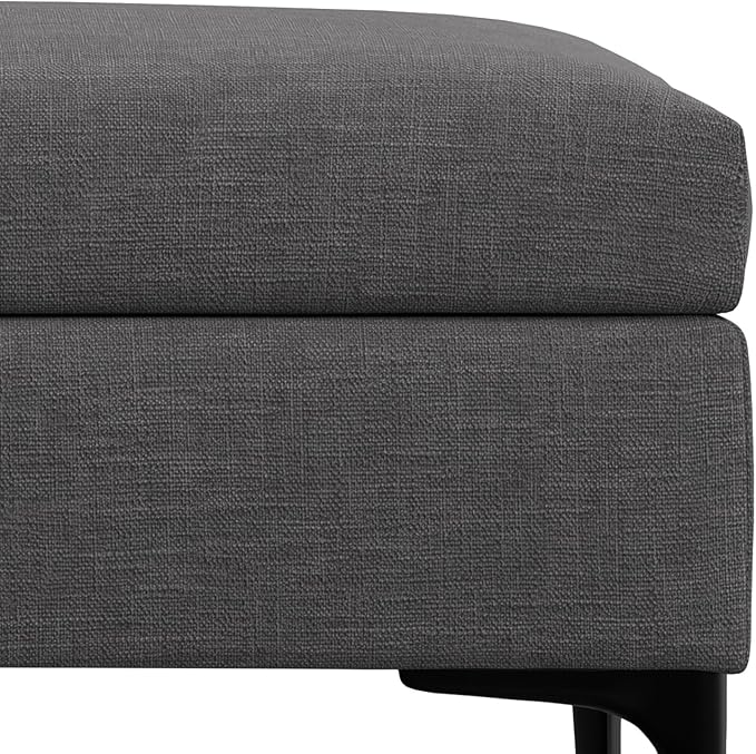 SIMPLIHOME Rebecca 36 inch Wide Mid Century Rectangular Coffee Table Storage Ottoman with Lift Up Lid in Slate Grey Polyester Linen Look, Assembled, for The Living Room, Entryway and Family Room