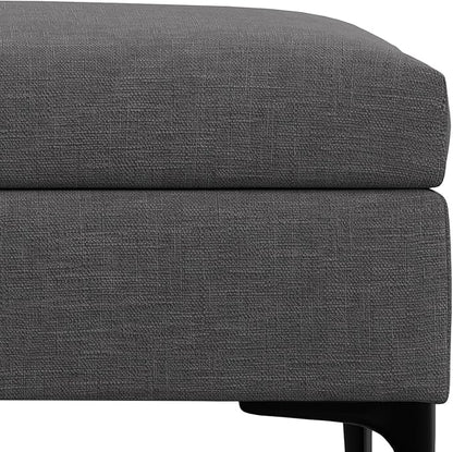 SIMPLIHOME Rebecca 36 inch Wide Mid Century Rectangular Coffee Table Storage Ottoman with Lift Up Lid in Slate Grey Polyester Linen Look, Assembled, for The Living Room, Entryway and Family Room