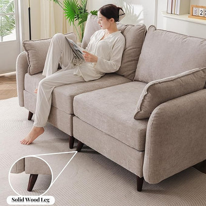 73'' Loveseat Sofa with All Seats Storage, Modular Sectional Couch with Deep Seat,Oversized Comfy Couch with 7.8'' Cushion for Living Room,Bedroom,Velet,Khaki