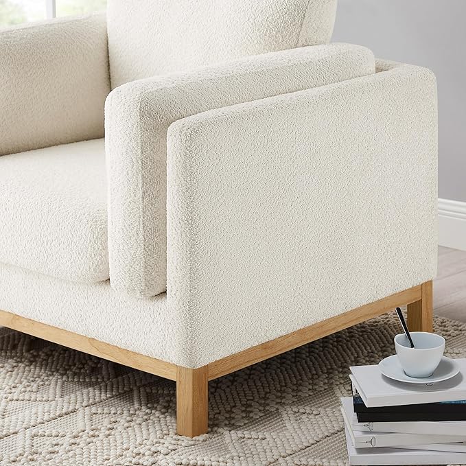 VANOMi 41.34" Oversized Accent Chair, Upholstered Armchair with Solid Wood Legs Living Room Chairs with Wide Armrest Pads, Reading Chair for Bedrooms, Apartments, Living Rooms, Offices（Beige）