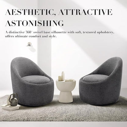 360° Swivel Accent Chair Set of 2, Mid-Century Modern Chair with Hidden Storge, Small Swivel Chair with Arms for Living Room/Office - Dark Grey