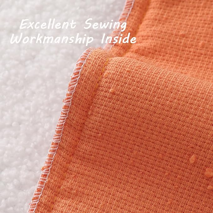 FUTEI Pack of 2 Orange Decorative Throw Pillow Covers 12x20 Inch Soft Cozy Solid Boucle Textured Lumbar Pillow Cases,Modern Home Decor for Couch Bed Living Room