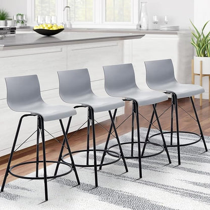 annjoe Swivel Bar Stools Metal Counter Height Stools Plastic Seat Chairs Set of 4 for Indoor Outdoor Home Kitchen Business (30" Gray)