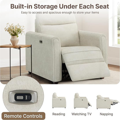 Zero Wall Recliner Chair Wall Hugger Power Recliner Chair with Comfortable Backrest High Wood Leg USB & Type C Dual Charge Ports for Living Room RV Furniture or Small Spaces