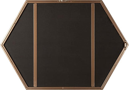 Kate and Laurel McNeer Modern Wall Mirror, 31 x 22, Bronze, Geometric Hexagon Mirror for Wall