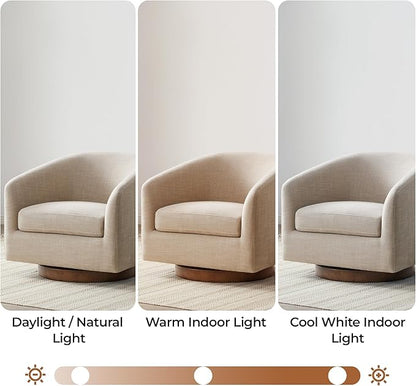 CHITA Swivel Accent Chair, FSC Certified Upholstered Fabric Barrel Chair for Living Room Set of 2, Fully Assembled, Flax Beige