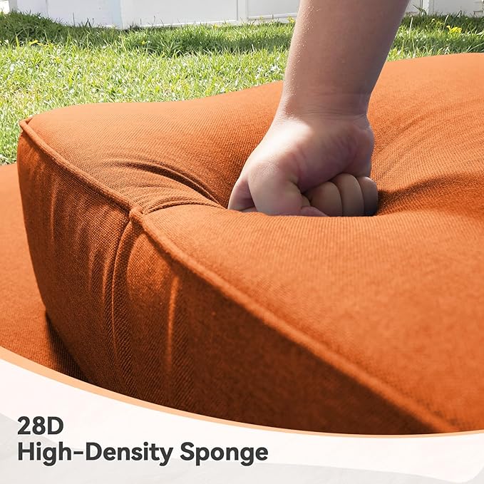 Luxury 6" Outdoor Cushions for Patio Furniture, 24x24x6" Thick Seat Cushion Set, Fade Resistant Couch Chair Replacement Cushions High Density Deep Wicker Chair Cushion with Removable Cover, Orange