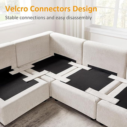 VANOMi Modular Sectional Sofa, Convertible Sofa Couch Modular Sofa with Ottoman, Sectional Sofas for Living Room Small Apartments