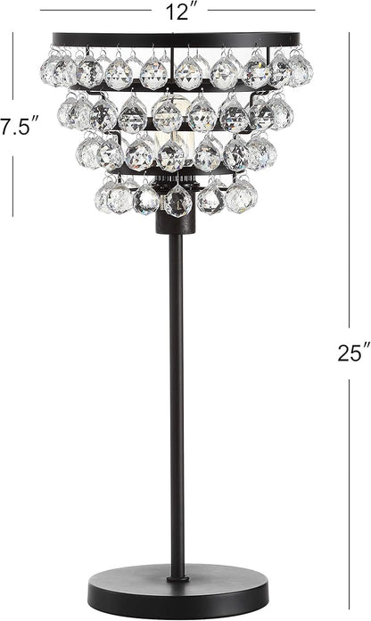 JONATHAN Y JYL9004A Buckingham 25" Crystal/Metal Table Lamp Modern Contemporary Bedside Desk Nightstand Lamp for Bedroom Living Room Office College Bookcase, Bronze